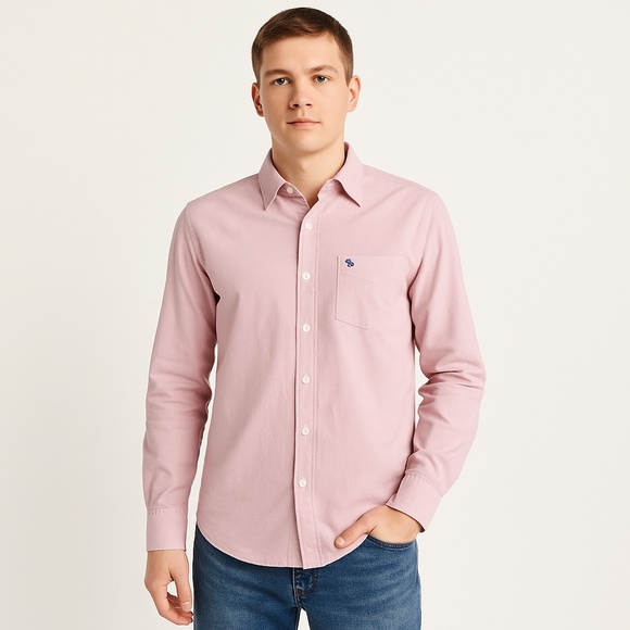 ABERCROMBIE Pink Muscle Fit Shirt Preppy Business Casual Polished Basic Sz M - Picture 1 of 12
